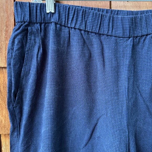 EUC Eileen Fisher Navy/Black Check Elastic Waist Cropped Wide Leg Pants - Large - Picture 7 of 11